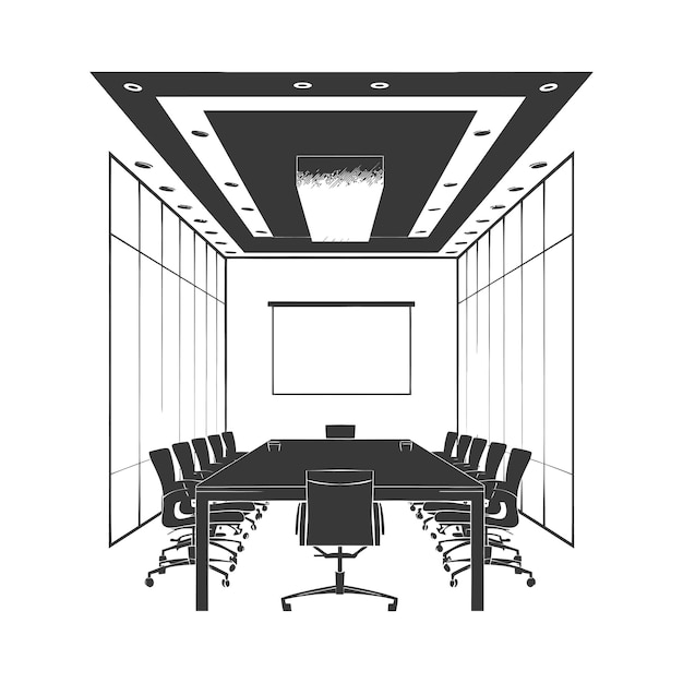 silhouette conference room interior design black color only