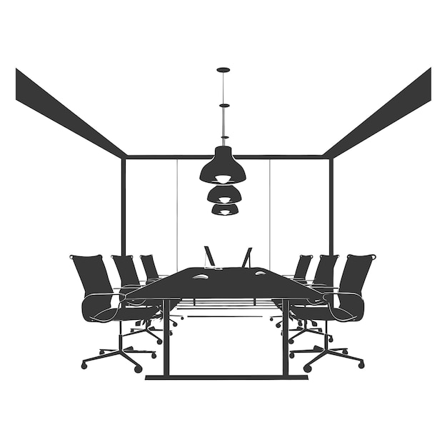 silhouette conference room interior design black color only