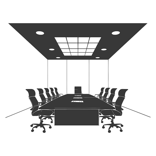 silhouette conference room interior design black color only