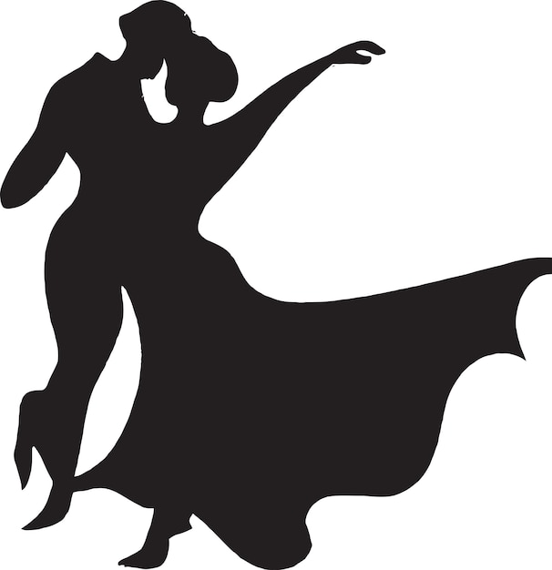 Silhouette of a couple dancing.