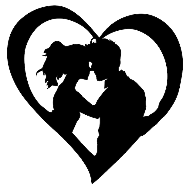 Vector silhouette of a couple forming a love shape for sticker and wall decor