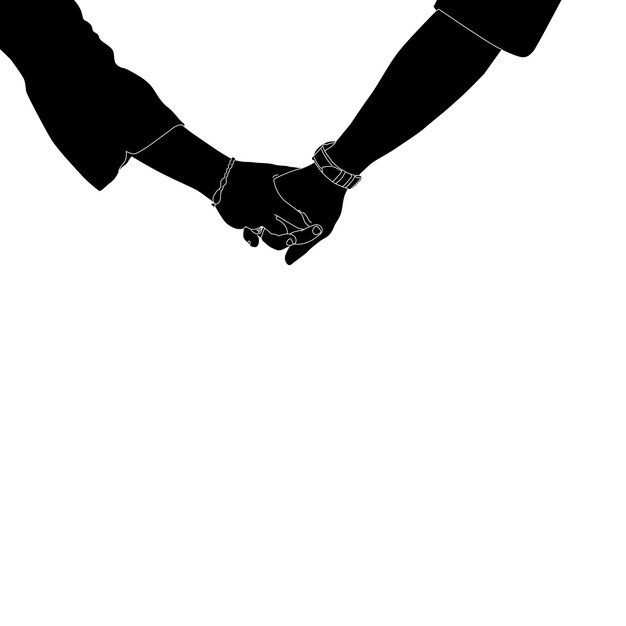 Vector silhouette couple hand holding illustration