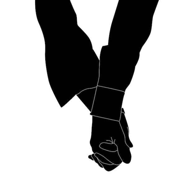 Silhouette couple hand holding illustration