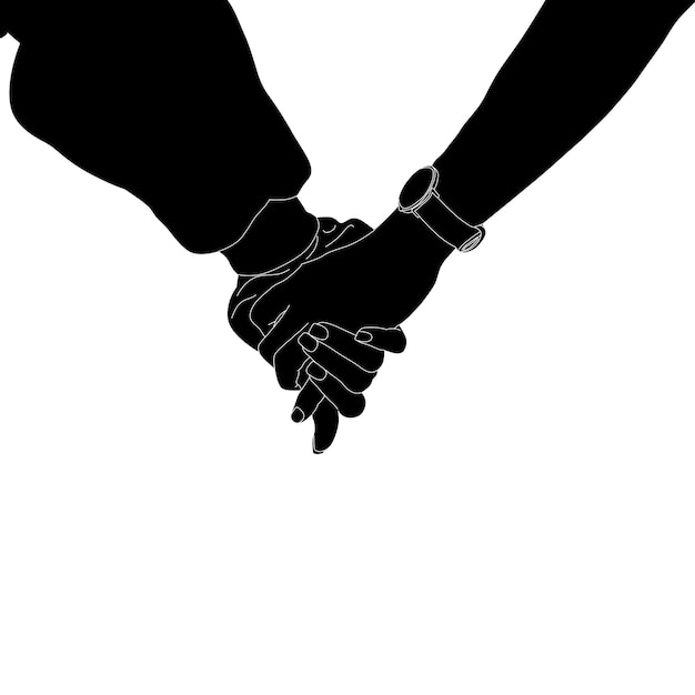 Silhouette couple hand holding illustration