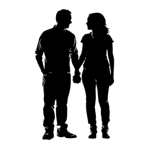 Silhouette of a couple holding hands