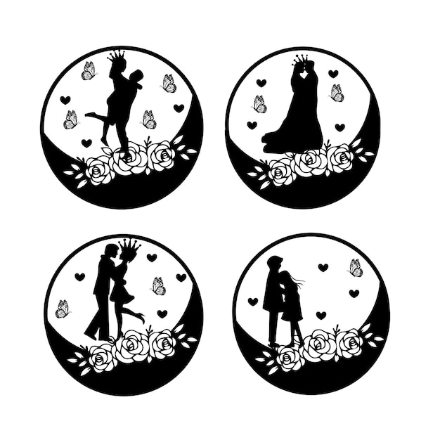 Silhouette couple in love boy and girl vector