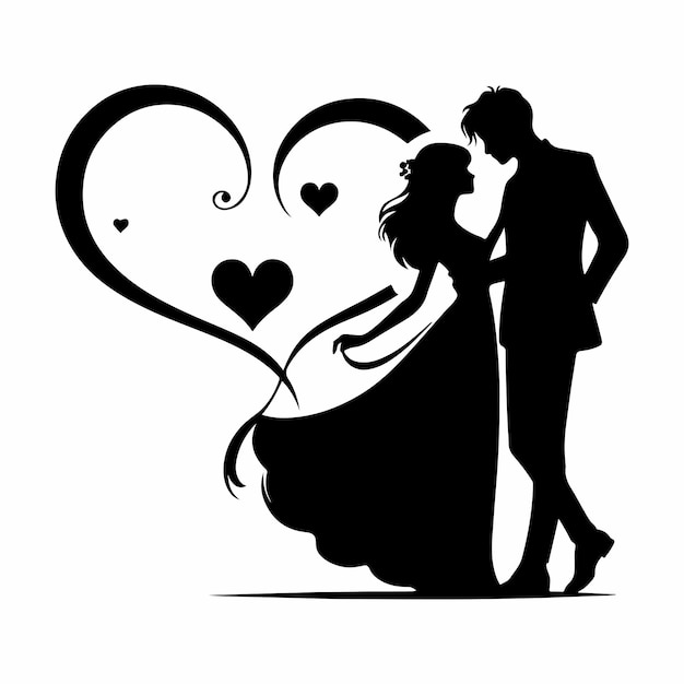 silhouette couple love Vector