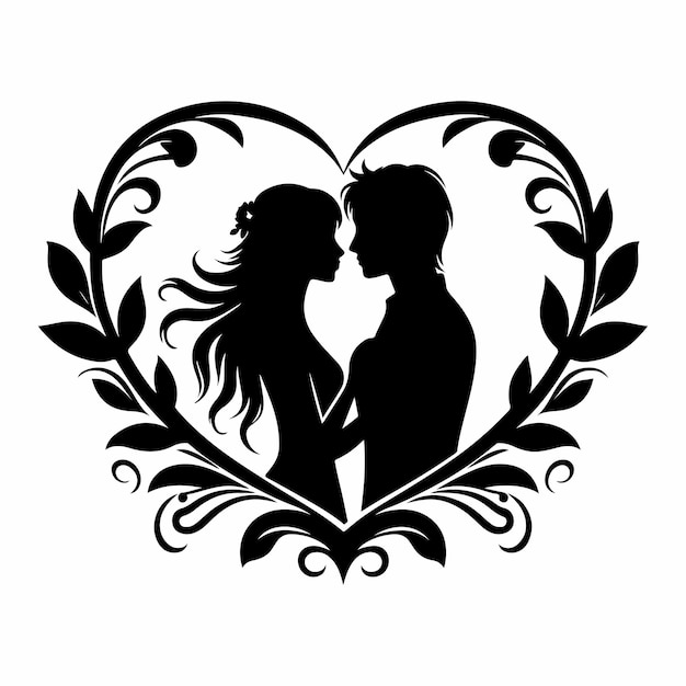 silhouette couple love Vector