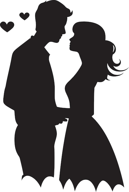 Vector a silhouette of a couple and a man with a woman in a dress