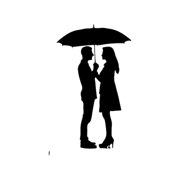 silhouette of couple under umbrella