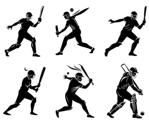 Vector a silhouette of a cricket man holding a bat