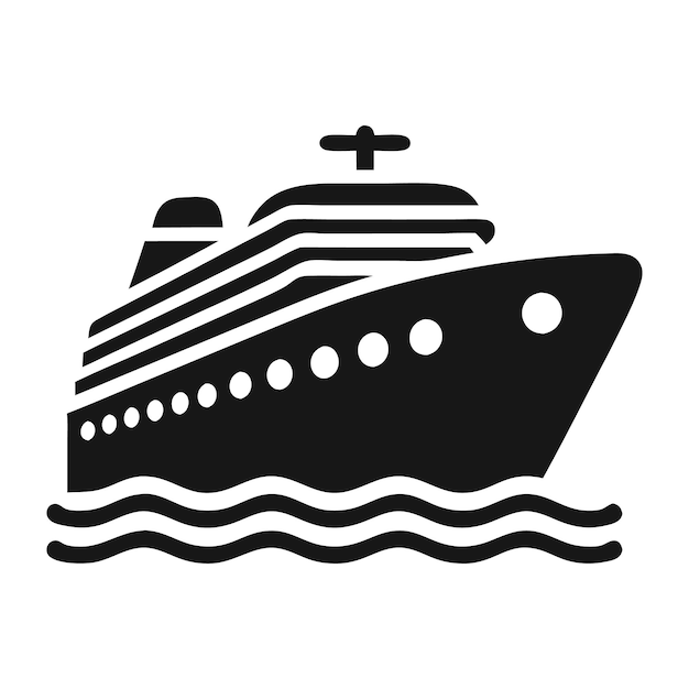 Silhouette of a Cruise Ship with Solid White Background for Elegant Nautical Designs