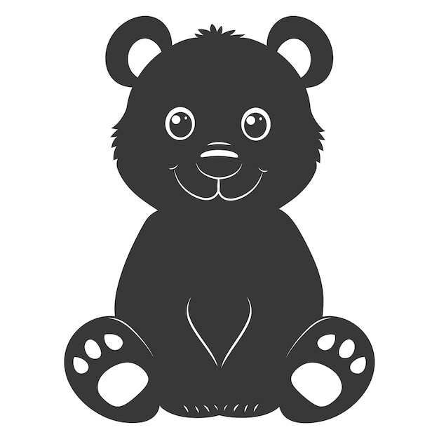 Silhouette cute bear doll black color only full body