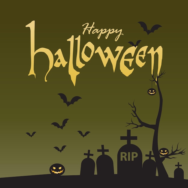 Silhouette Cute Happy Halloween celebration trick or treat template background