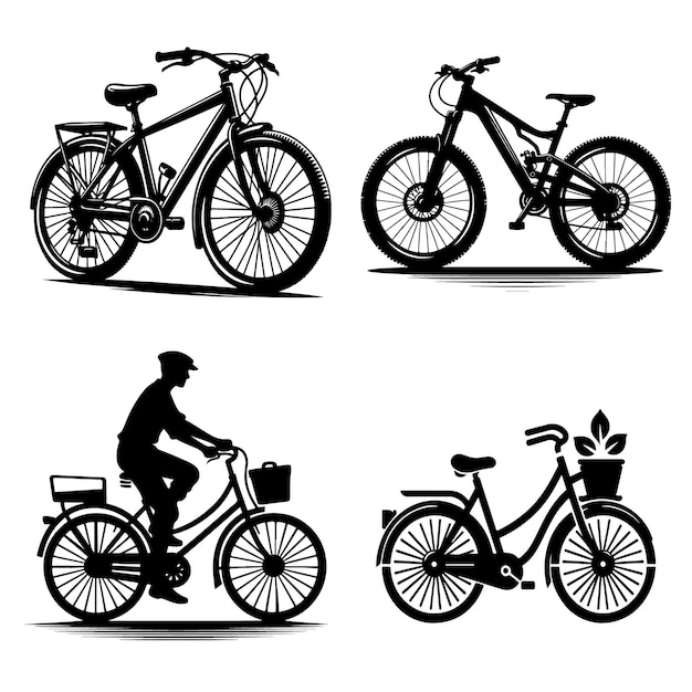 silhouette cycle vector on white background