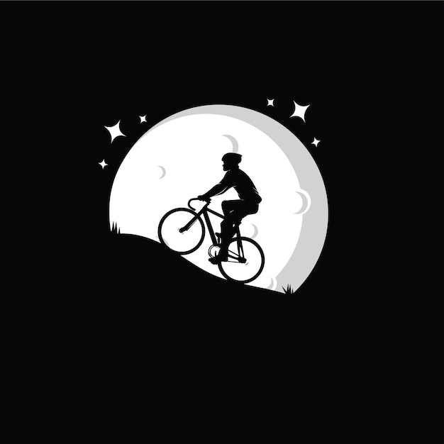 Silhouette of a cyclist with moon