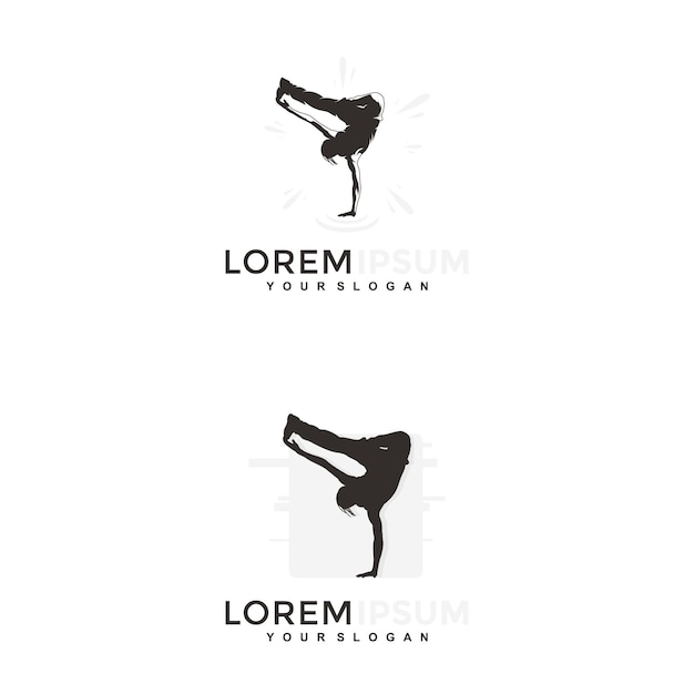 Silhouette Dance logo vector illustration or emblem template