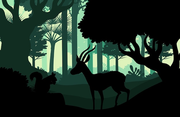 Silhouette dark forest landscape background