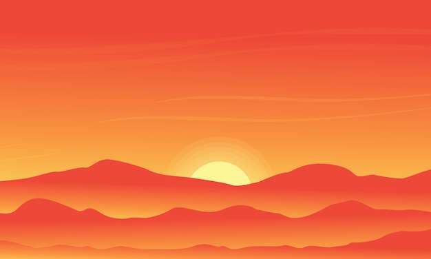 Silhouette of desert on orange backgrounds