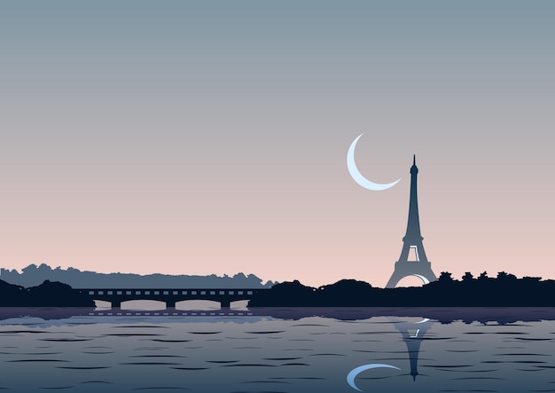 Silhouette design of background of eiffel towervector illustration