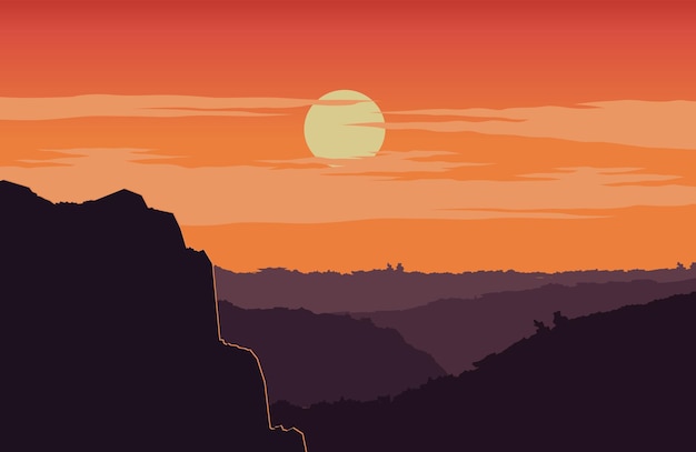 Silhouette design of background with mountainvector illustration