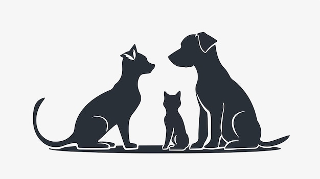 Vector silhouette design of dog and cat fully editable vector illustration