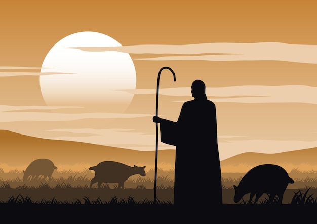 silhouette design of Jesus christ said about the shepherd