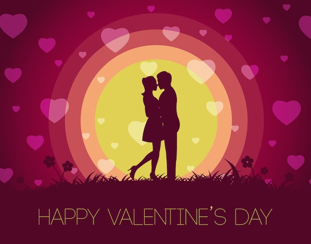 Silhouette design of valentines day of man hug womanvector illustration