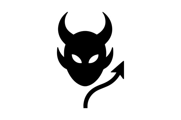 Vector silhouette of a devil with horns