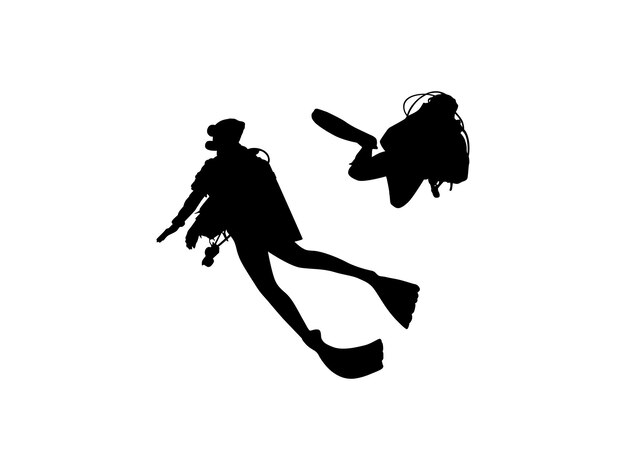 Vector silhouette of the diving flat style