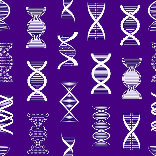 Silhouette DNA Seamless Pattern Background Science Genetic Concept Decorative Element Design Style Different Types Vector illustration of Silhouettes Molecule