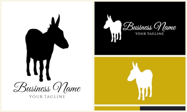 Vector silhouette donkey horse logo template