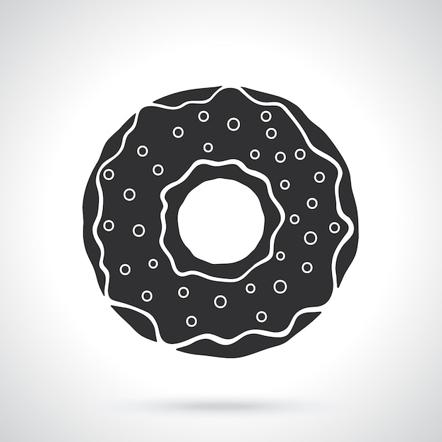 Vector silhouette of donut with glaze and powder vector illustration