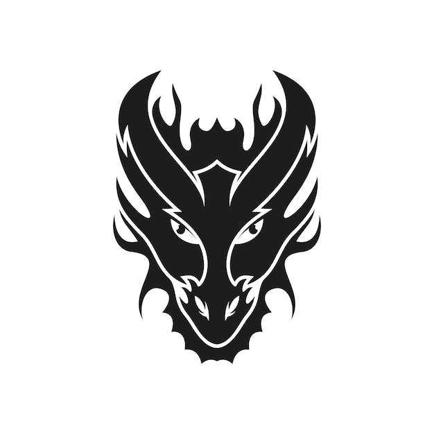 Silhouette dragon logo design vector