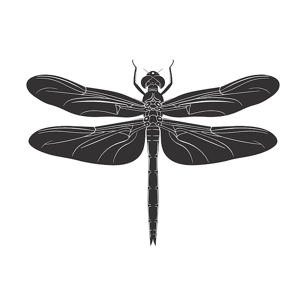 Silhouette Dragonfly black color only full body