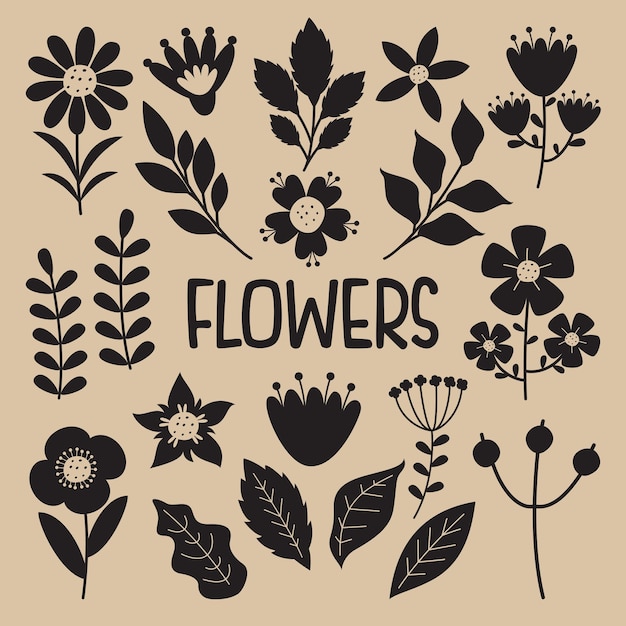 Silhouette Drawing Of Flowers And Plants