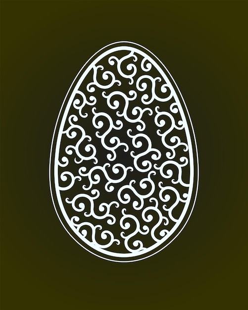 Silhouette of easter egg with pattern in retro style white