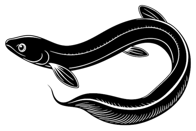 Silhouette of a eel fish vector illustration