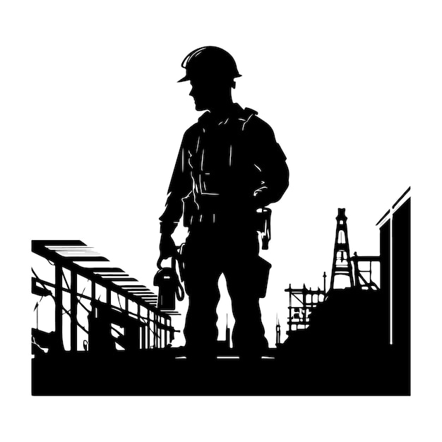 Silhouette of an Engineer Isolated clipart