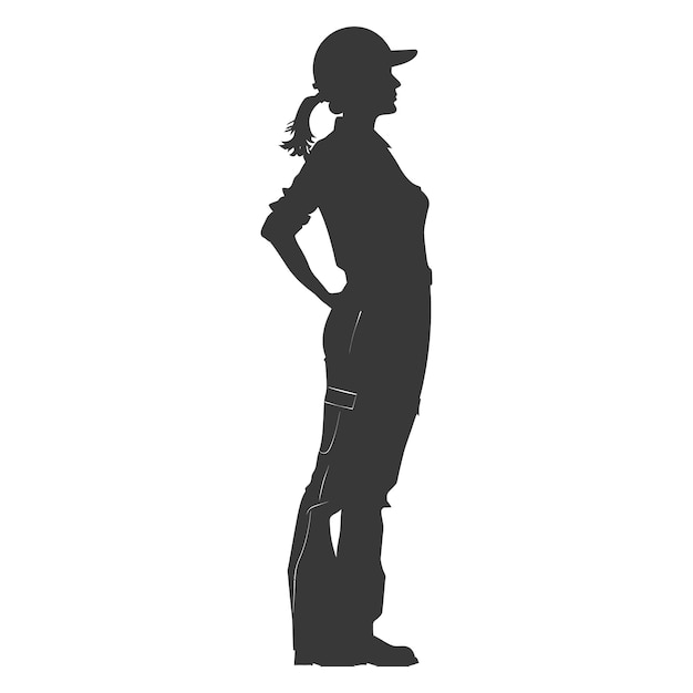 Silhouette engineer women in action full body black color only