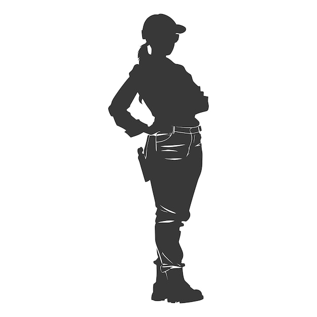 Silhouette engineer women in action full body black color only