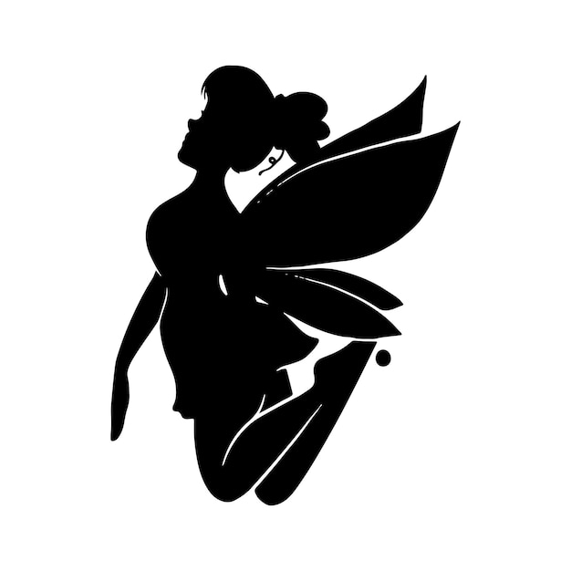 Silhouette of a fairy on a white background Cute Fairy art Beautiful Fairies silhouette