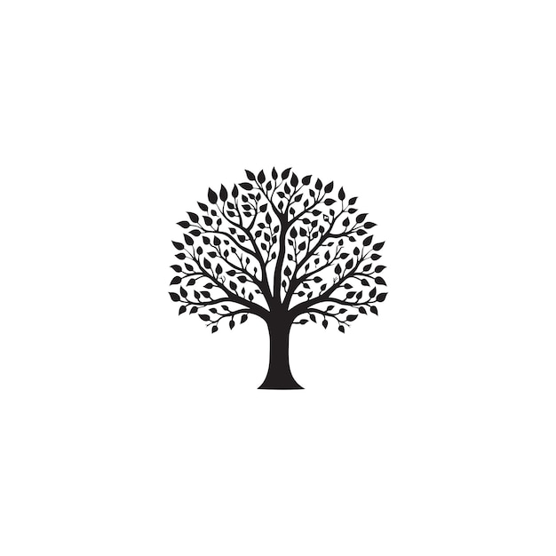 Silhouette of family tree black and white minimalist design