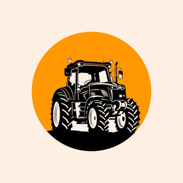 silhouette of a farm truck with an orange circle background to make it more elegant