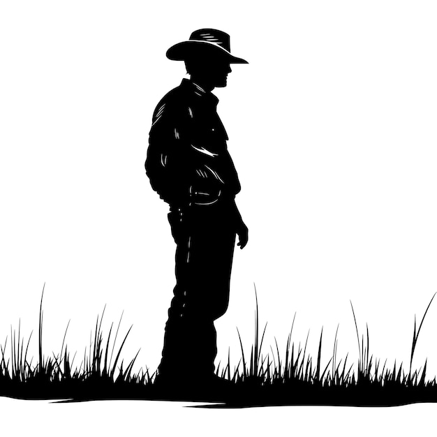 Silhouette farmer black color only full body