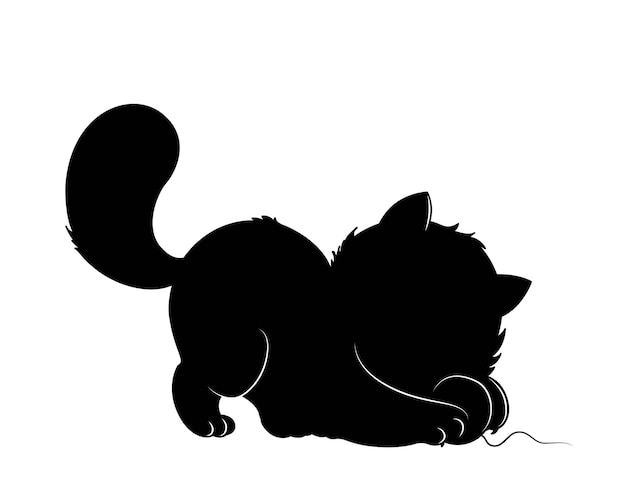 Vector silhouette of fat cat