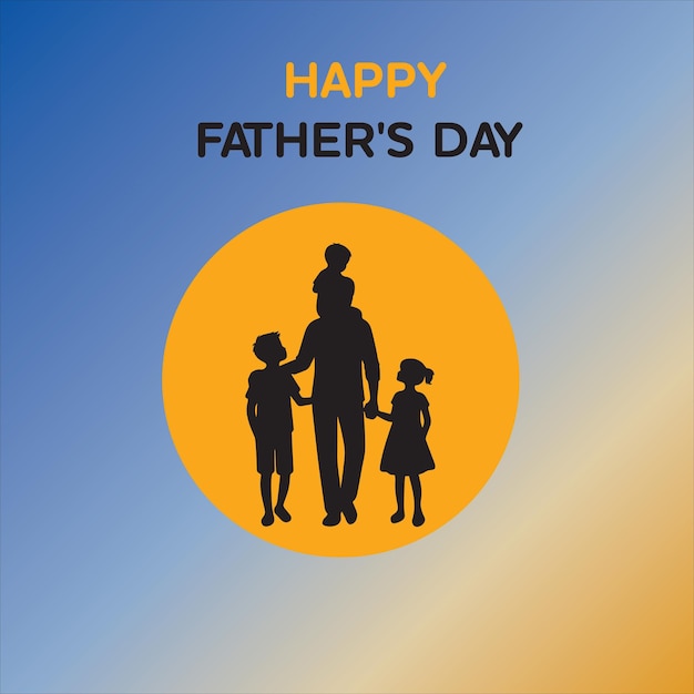 A silhouette of a father with children Happy fathers Day Vector