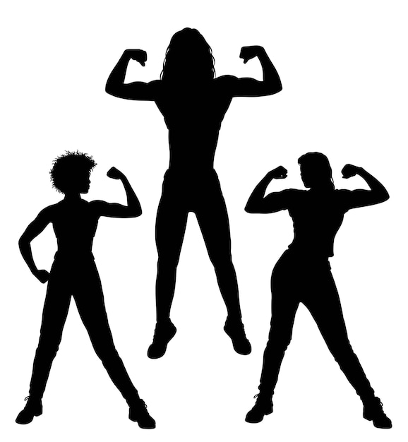 Silhouette of female body building