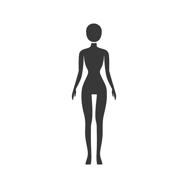 Vector silhouette of a female figure standing upright