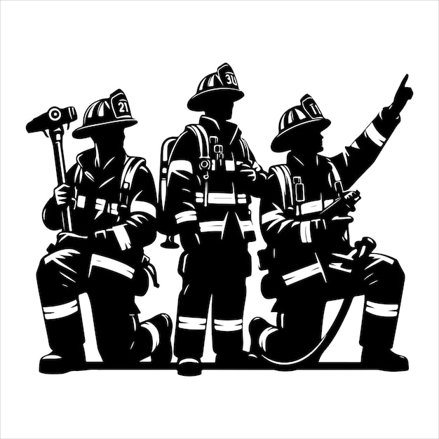 Silhouette firefighter man vector illustration